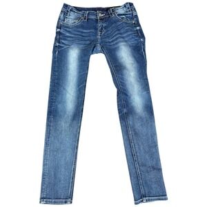 Rock & Roll Cowgirl Jeans Womens 28x32 Skinny Mid Rise Blue Denim Distressed Y2K